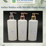 Amber Bottles With Metallic Pump Range